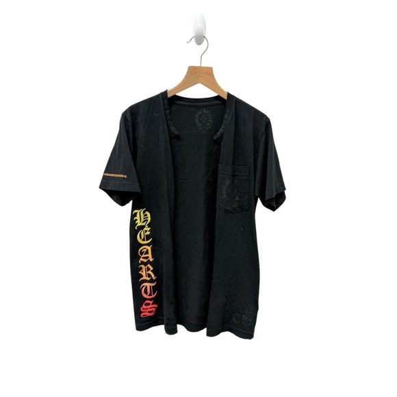 Rare CHROME HEARTS Short Sleeves Black Tee Side Gradient Logo Custom Size S - Picture 1 of 14